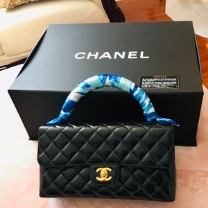 CHANEL CC logos handbags patent black leather